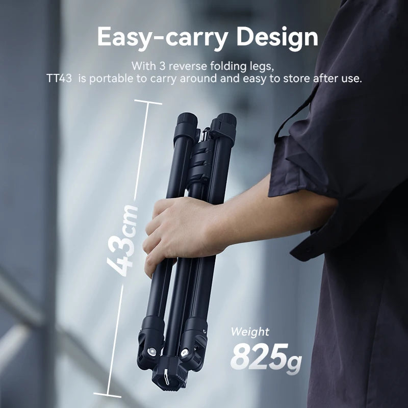 Ulanzi TT43 Adjustable Portable Tripod Reversible Leg Light Stand for Filling Light Soft Box 40W COB Light with 1/4 Inch Screw