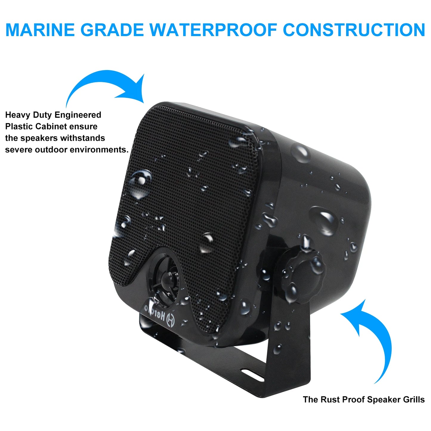 Herdio 4 Inch 100 Watt Heavy Duty Waterproof Boat Marine Bluetooth Speakers Surface Mounted For Camper Skid Steer ATV UTV RZR Golf Cart