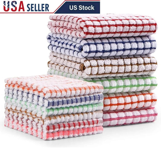 Cotton Kitchen Towels Dishcloths Set Bulk 16x25 Cooking Baking Cleaning Wash Rags Cloths Daily Use