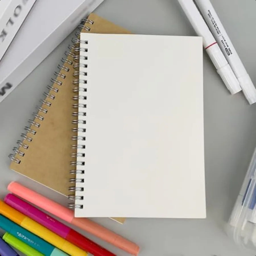 Premium 2Pack Sketchbooks Soft Cover 140 Pages 70 Sheets 7.5 x 5.1 inches 100GSM Paper Brown Spiral Notebooks Set