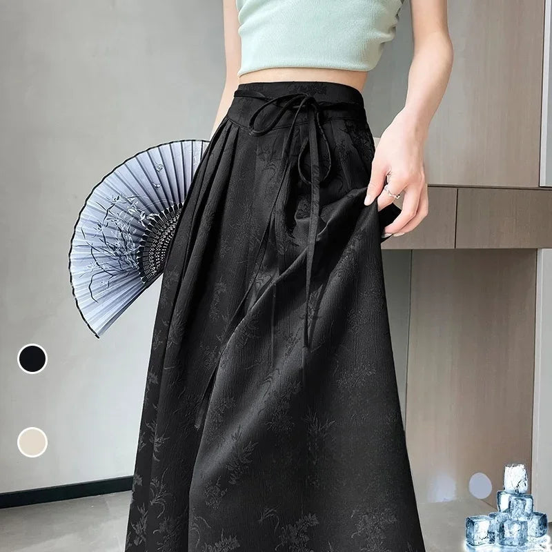 Casual Loose Satin Women's Wide Leg Pants 2025 New High Waist Spring Summer Lace-up Solid High Waist Straight Trousers for Women