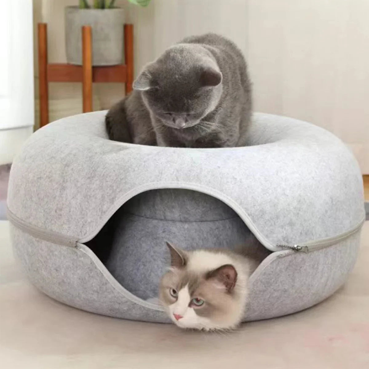 B Tunnel Donut Cat Bed Interactive Tunnel Pet Felt Indoor Toys Cat House Kitten Training Toy Cat Kennel Cat Accessories