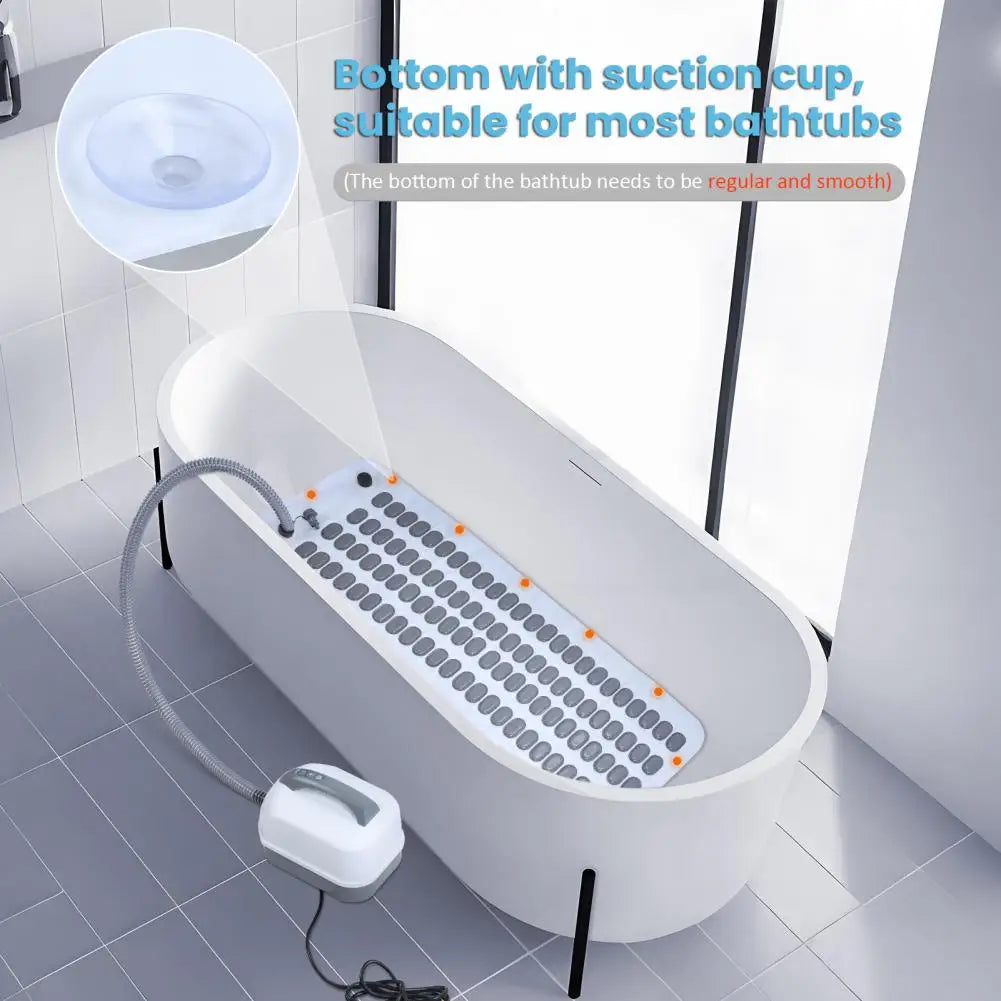 Portable Spa Bubble Bath Mat, Full Body Bubbling Bath Non-slip Mat with Remote & Pillow, Air Pump & Adjustable Bubble Settings