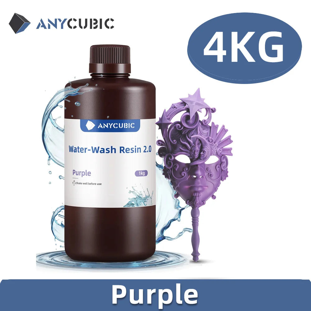 ANYCUBIC 4pcs/lot 405nm Water Washable Resin For LCD 3D Printer Liquid Photopolymer Resin 3D Printing Material