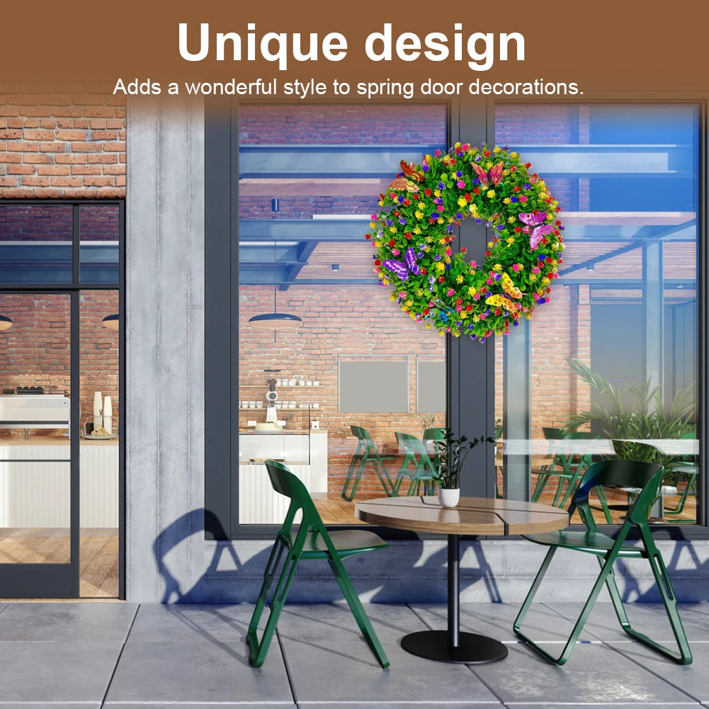 Artificial Eucalyptus Wreath Plastic Floral Wreath Eucalyptus Leave Wreath for All Season Welcome Sign Farmhouse Home Decor