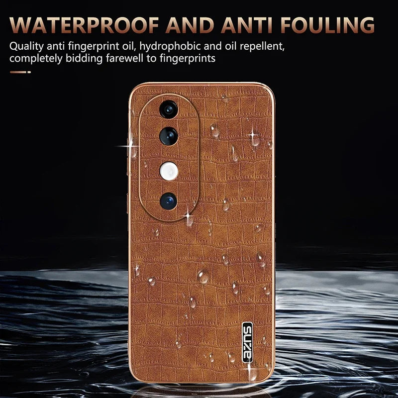 Luxury Fashion Crocodile Pattern Electroplating Design Leather Phone Case for VIVO S19 Pro S18 S17 Pro V30 V29 Pro Back Cover