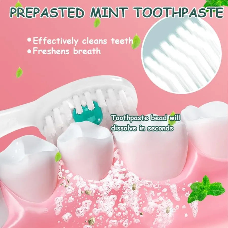 Disposable Mini Toothbrush Travel Toothbrushes with Portable Peppermint Toothpaste 48 Pieces