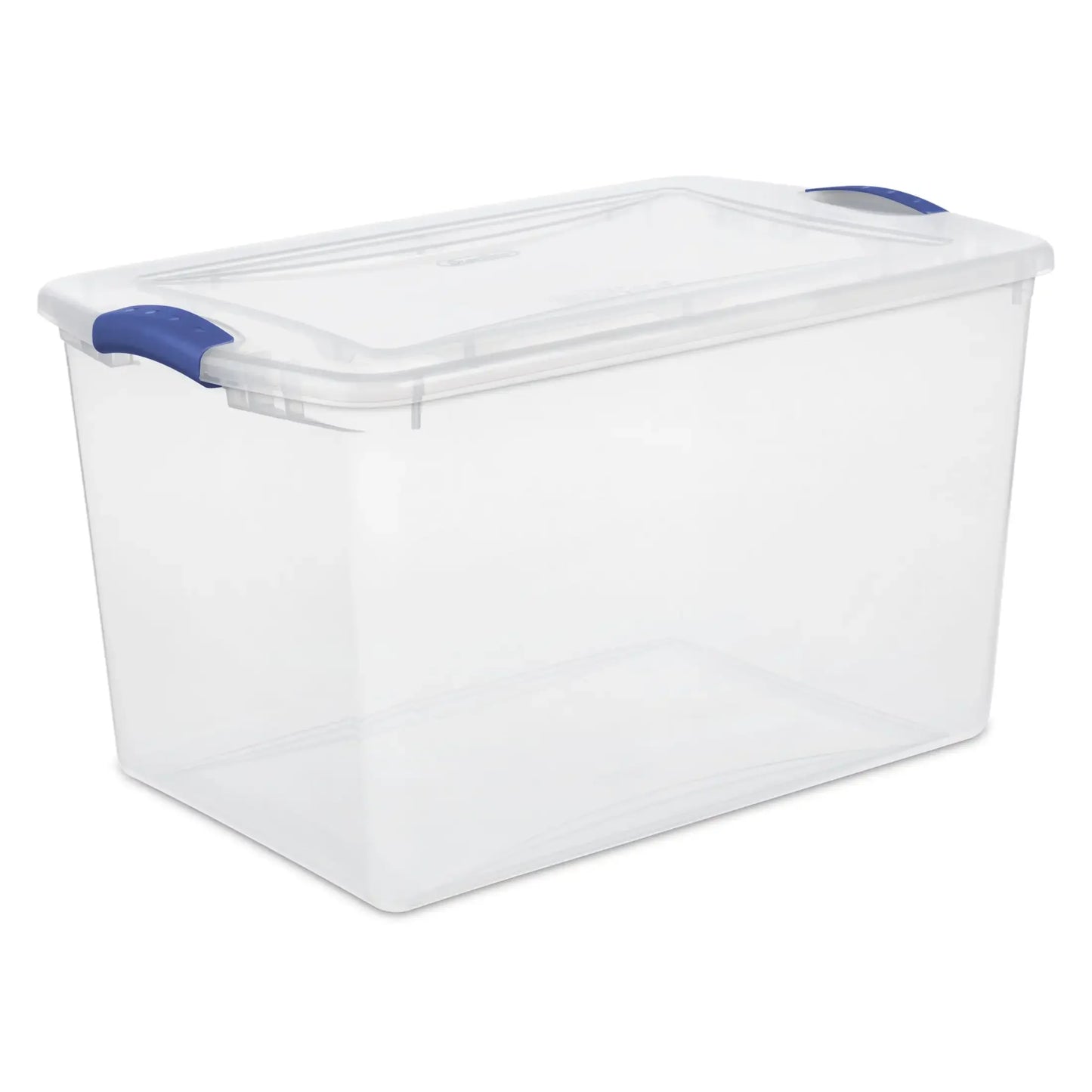 Large Storage Bin 66 Quart Clear Plastic Storage Container with Latch Lid Blue Pack of 6