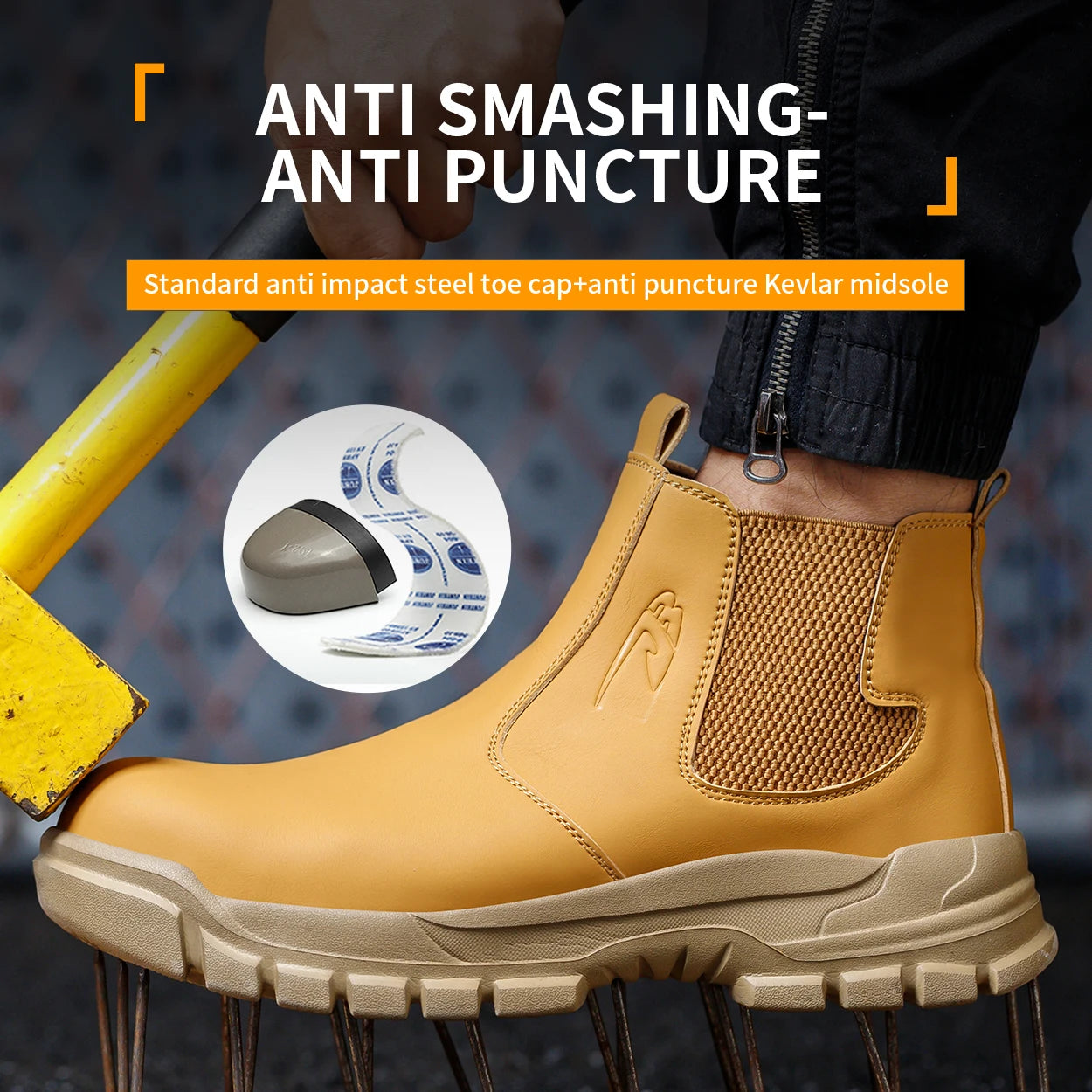 Waterproof Men's Safety Work Boots Steel Toe Shoes Anti Impact And Anti-Puncture Outdoor Adventure Hiking Protective Boots