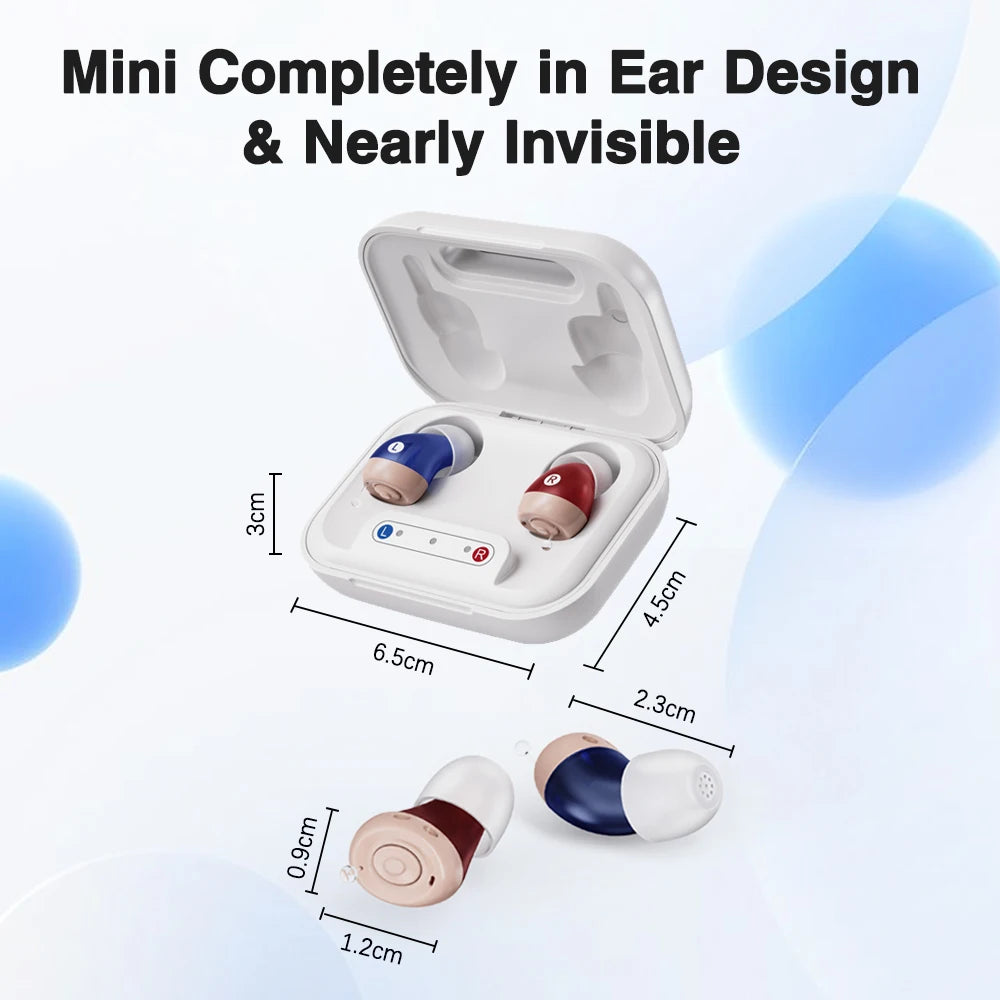 JINGHAO 1 Pair Mini Rechargeable In Ear Hearing Aids Sound Enhancer Fashion Design
